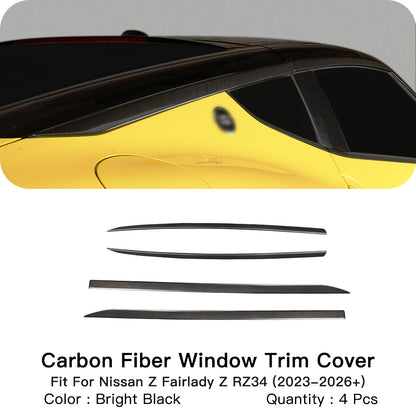 Dryvon 4PCS Dry Carbon Fiber Window Molding Frame Trim Cover for Nissan Z 400Z RZ34 Fairlady Z (2023–2026+)