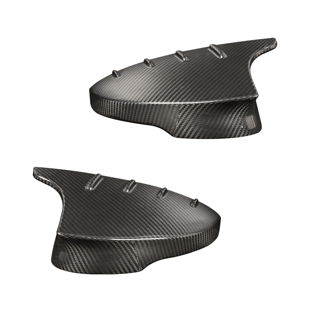 Pair of dry carbon fiber mirror cap replacements for compatible Honda models