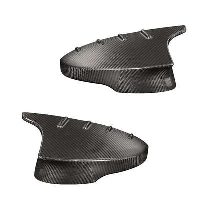 Pair of dry carbon fiber mirror cap replacements for compatible Honda models