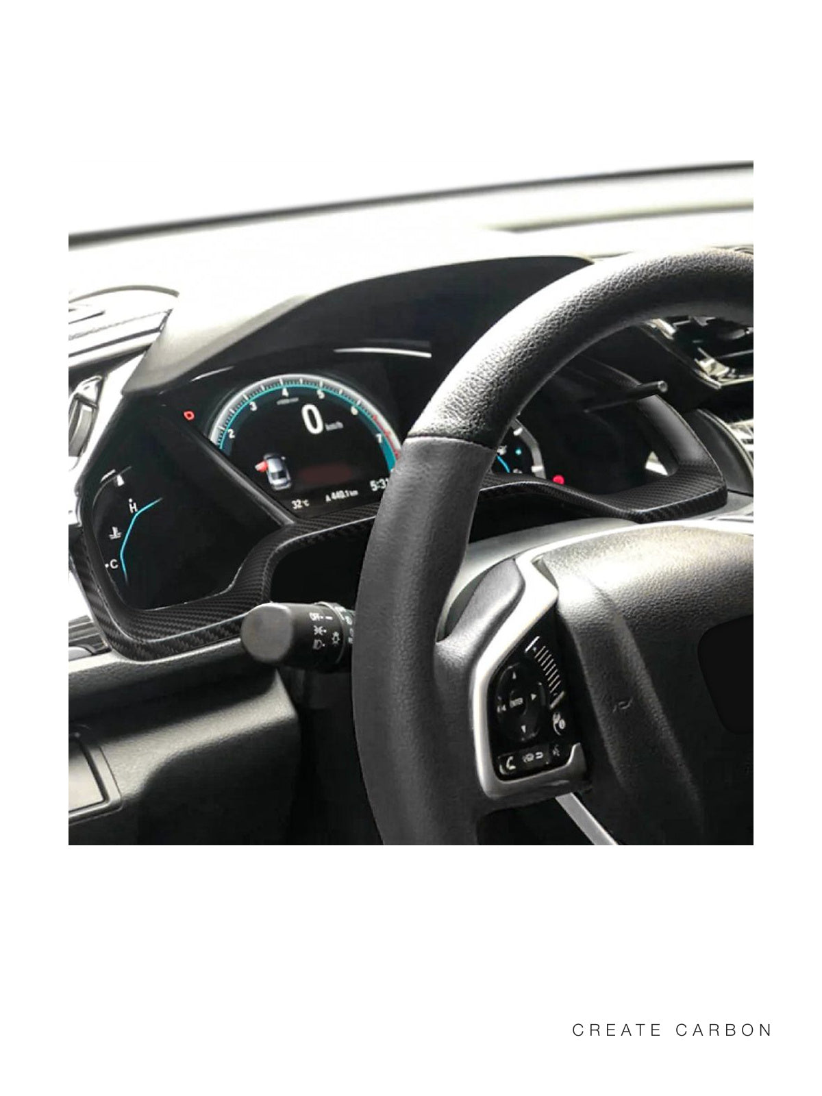 CREATECARBON dry carbon fiber instrument panel trim for 2017–2021 Honda Civic Type R FK8 – detail view 3