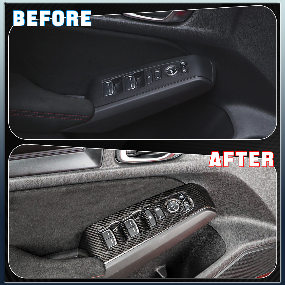 CREATE CARBON Dry Carbon Fiber Window Switch Panel Covers 4-Piece Set for Honda Civic FL / Civic Type R FL5