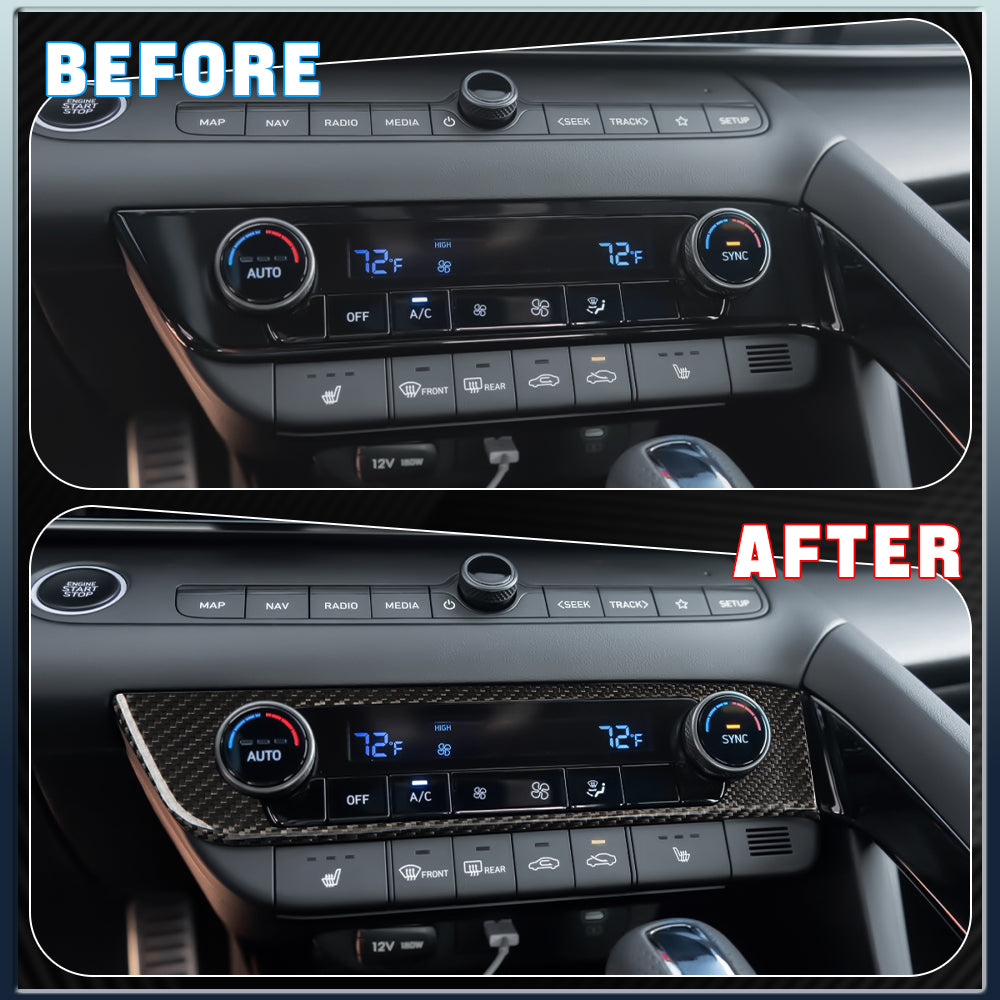 Create Carbon Dry Carbon Fiber A/C Button Panel Trim for Hyundai Elantra N 2024+ (LHD) Interior Climate Control Cover