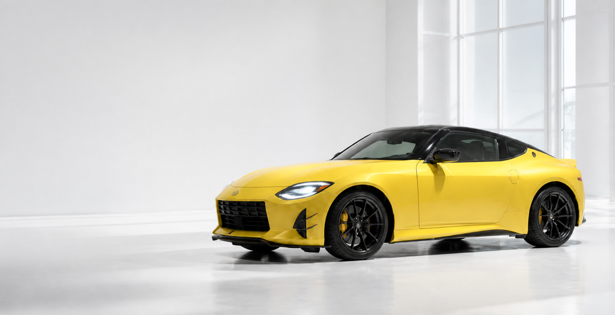 Performance coupe in a bright studio
