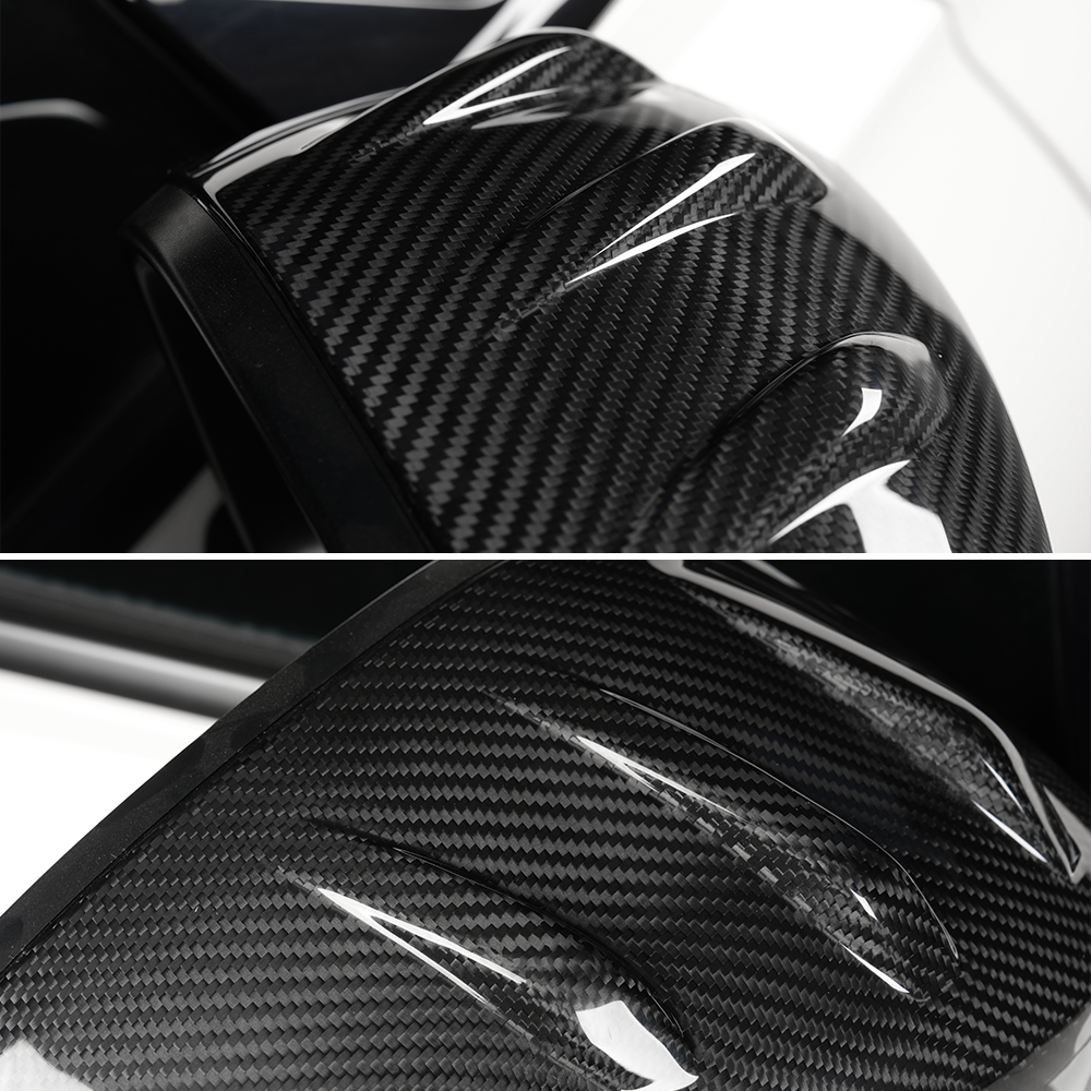 Honda Prelude BF1 dry carbon side mirror cover close-up