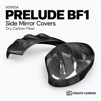 Honda Prelude BF1 Side Mirror Covers — Dry Carbon Fiber — CREATE CARBON